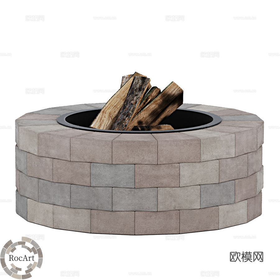 OM RocArt 火盆（圆形， Roca）人造石材质3d模型下载