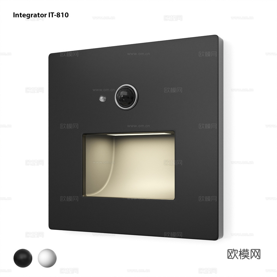 带运动传感器的方形LED嵌入式灯具3d模型下载