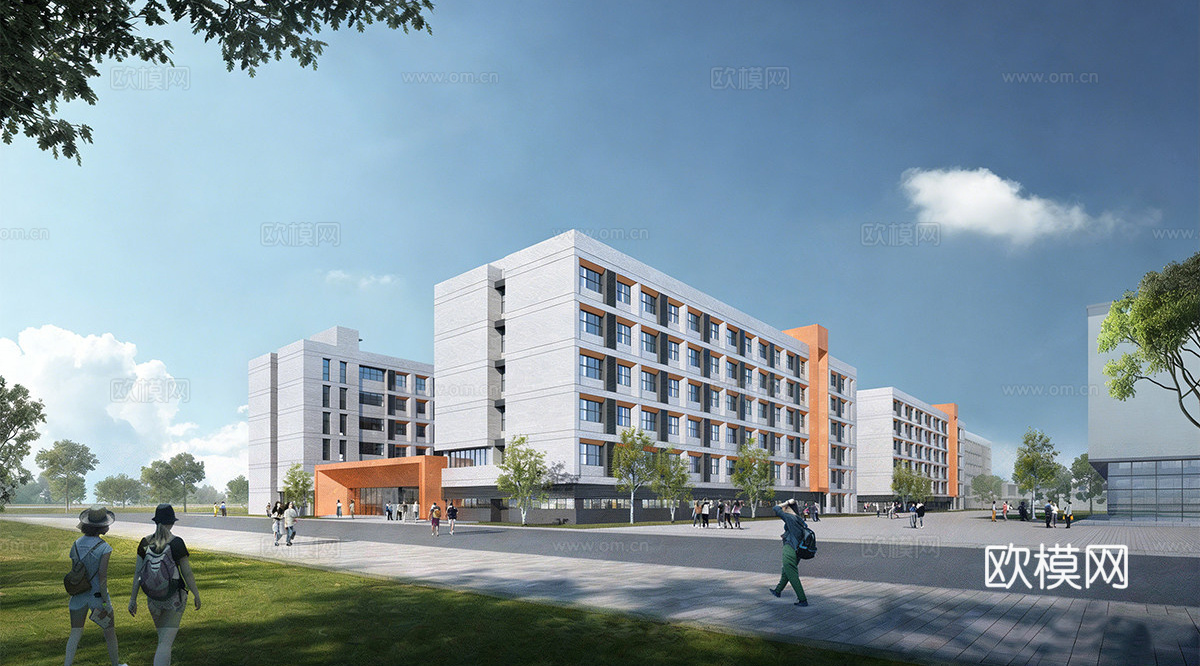 现代简约学校建筑 学生宿舍建筑 学校公寓su模型