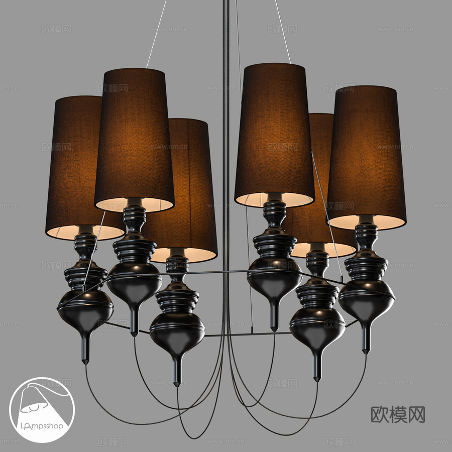 LampsShop.ru L1019 经典黑枝形吊灯3d模型下载