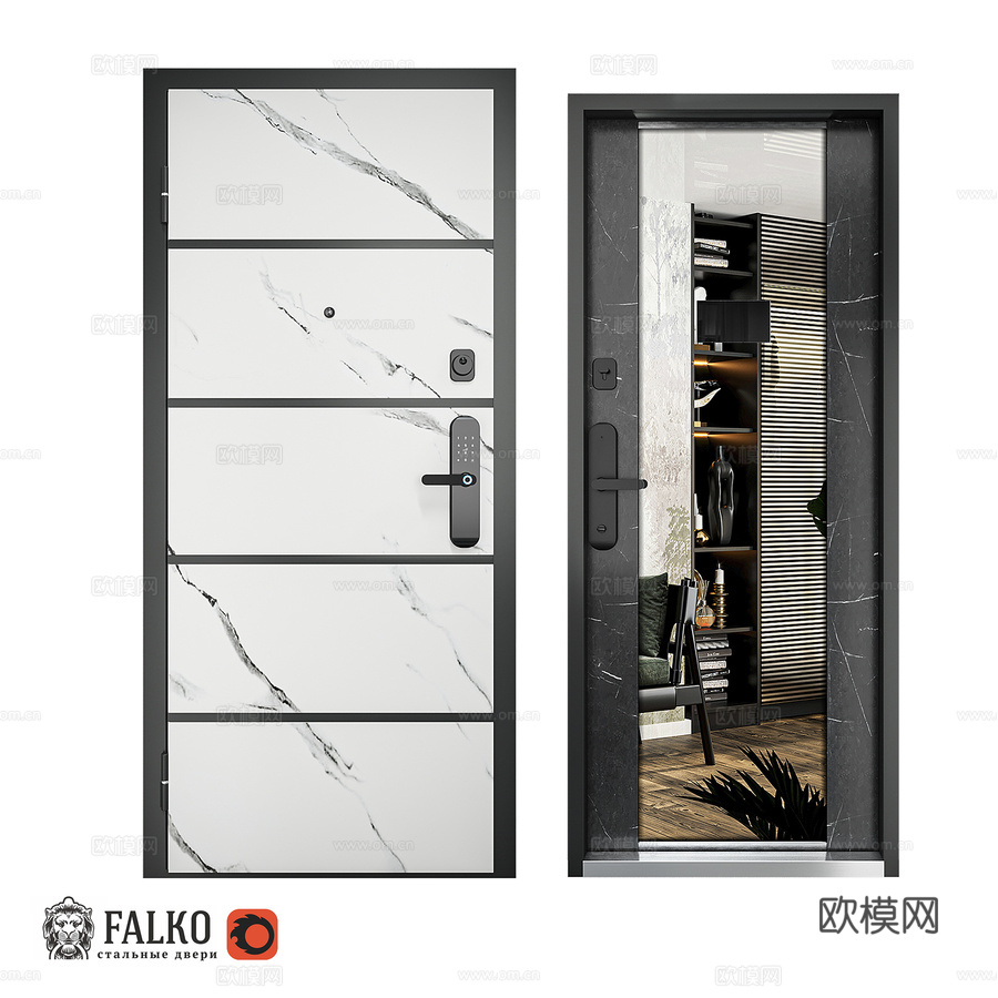 现代公寓门3d模型下载