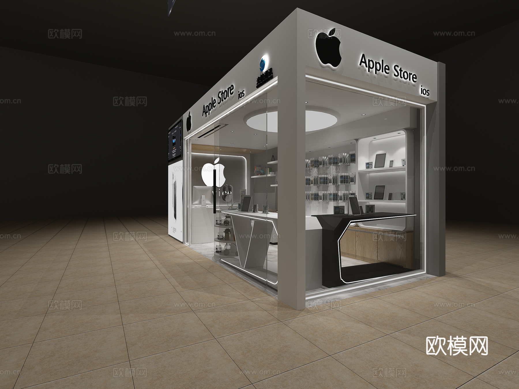 现代展厅 手机店3d模型下载（渲染图2）