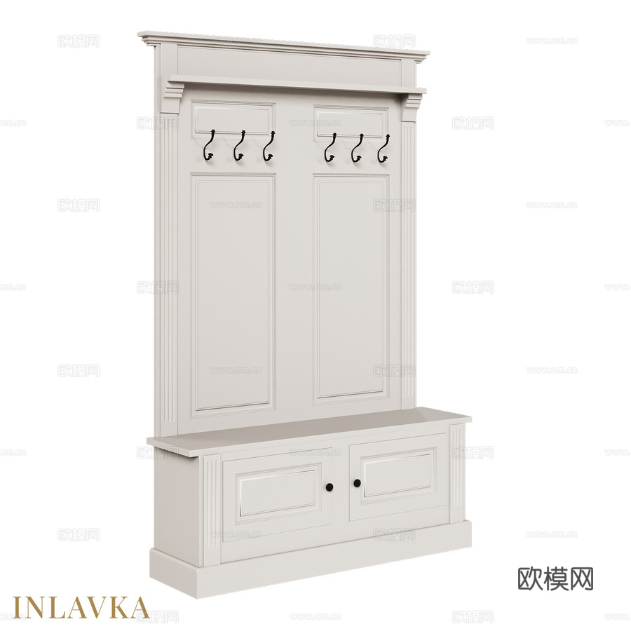 OM经典风格6钩挂件玄关3d模型下载