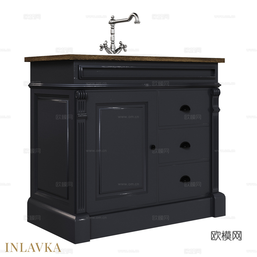 OM单门三抽浴室柜3d模型下载