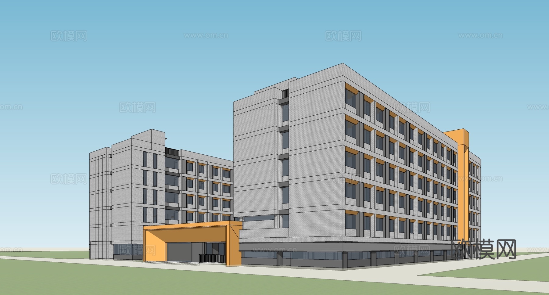 现代简约学校建筑 学生宿舍建筑 学校公寓su模型