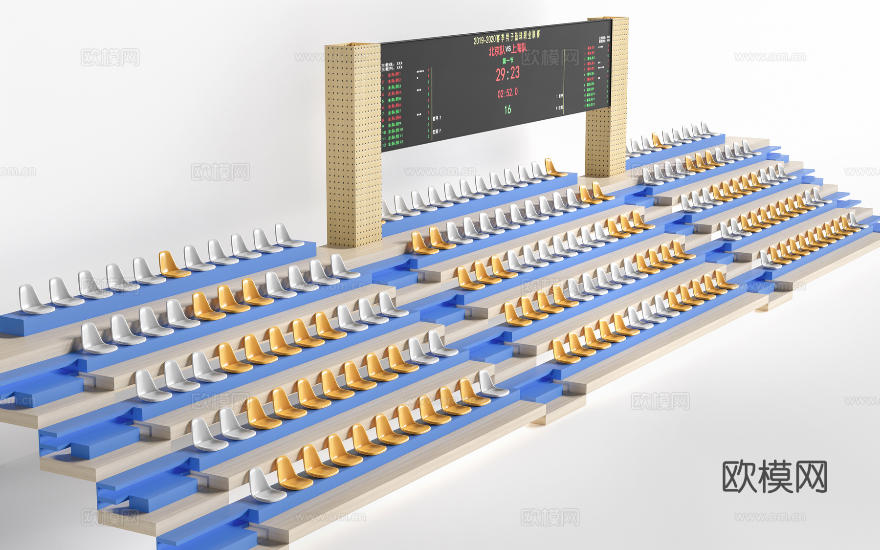 现代看台座椅 体育看台 观众席 台阶座椅su模型
