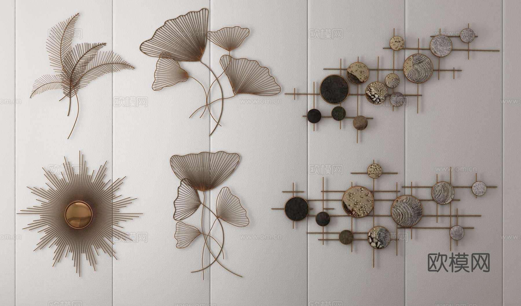 现代金属墙饰组合3d模型下载（渲染图2）