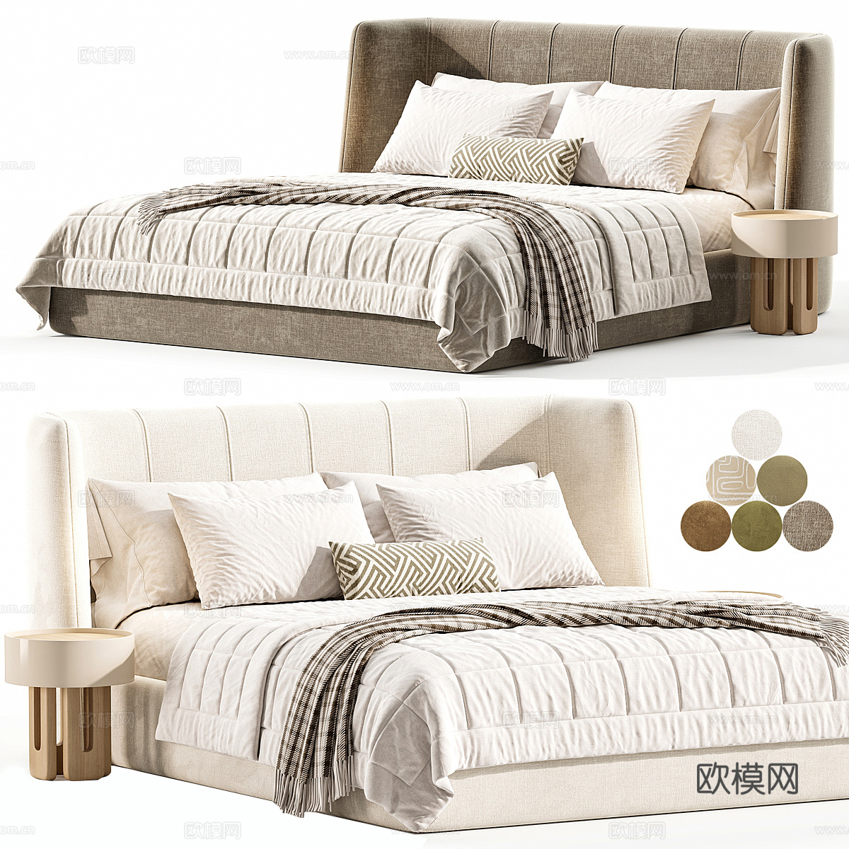 现代主卧床su模型