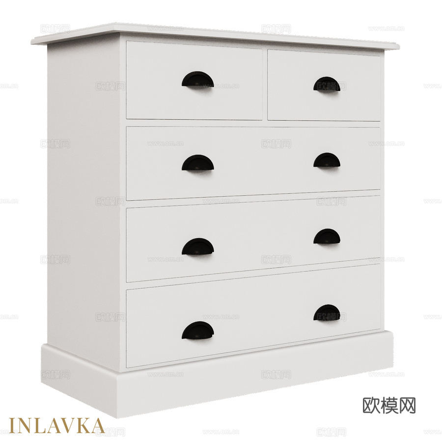 OM 五抽屉经典款梳妆台3d模型下载