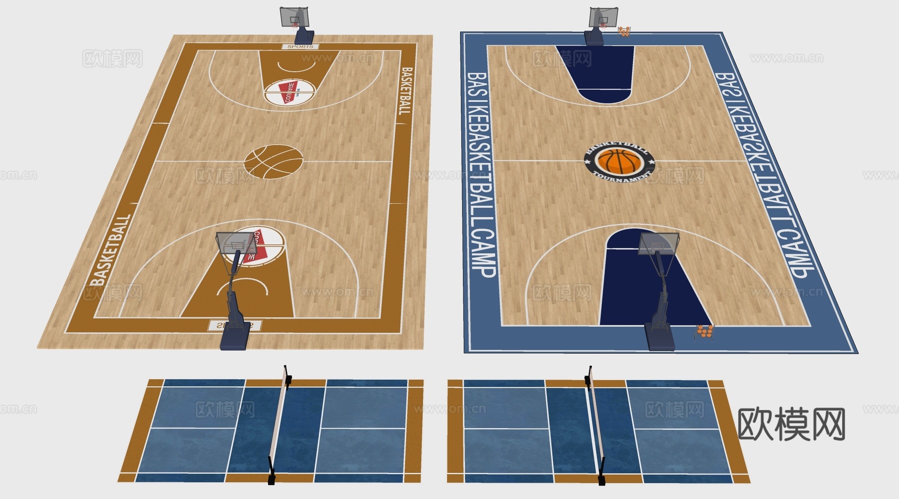 现代篮球场 运动场 室内球场su模型
