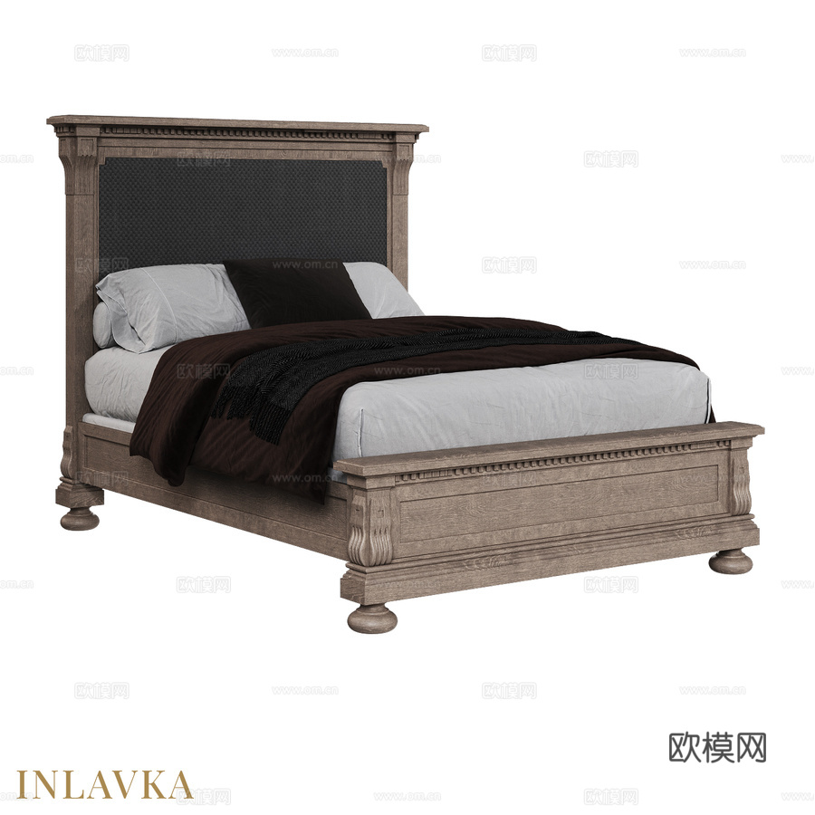OM 140x200 床，低脚板，软饰边，美式风格3d模型下载
