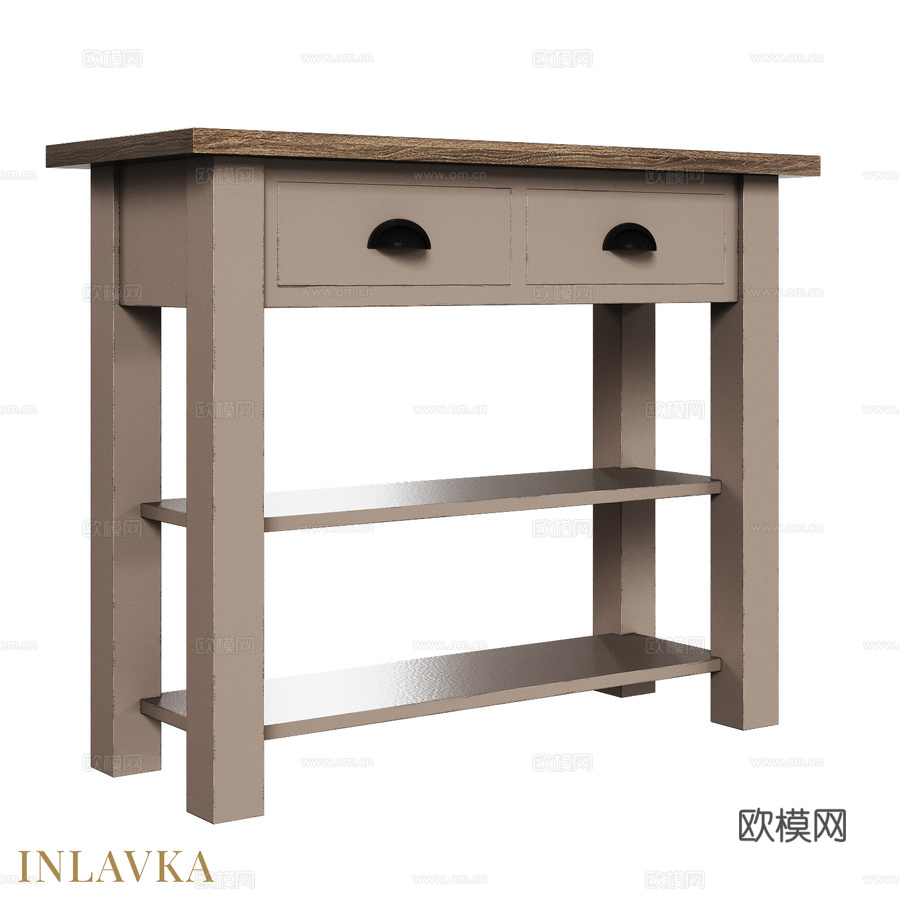 OM 经典风格双层架边柜3d模型下载