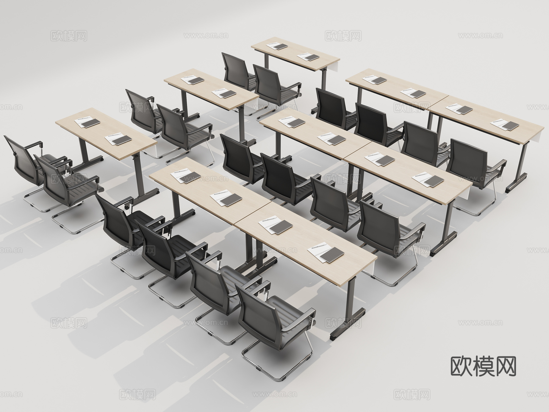 培训桌椅课桌椅3d模型下载