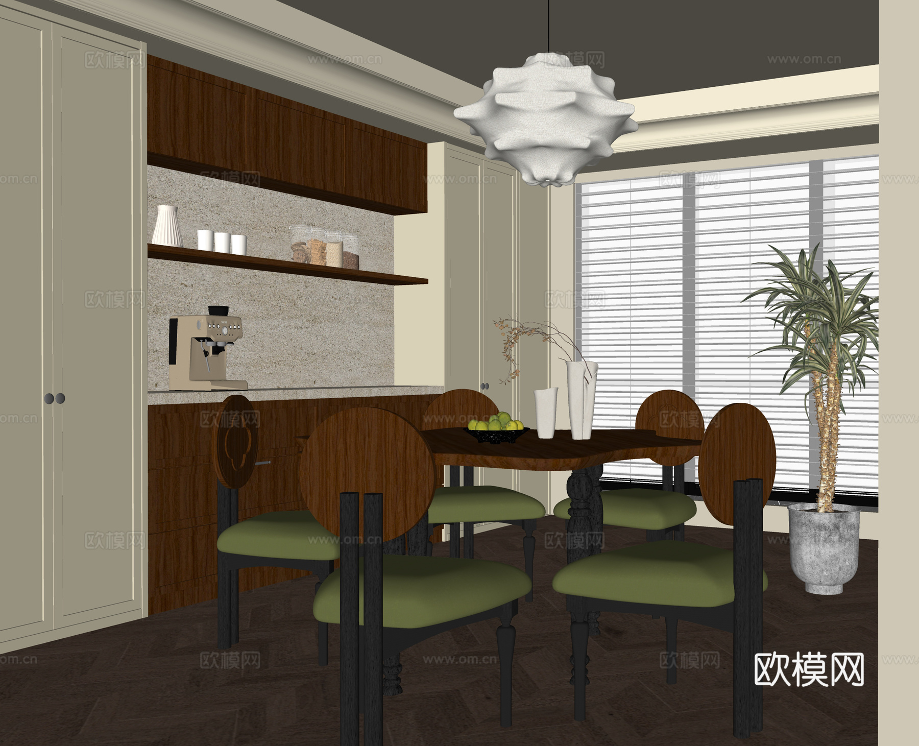 现代餐厅 餐桌椅su模型