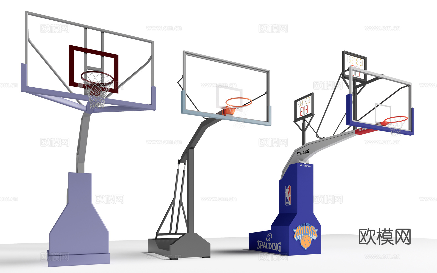 现代篮球架 篮球框su模型