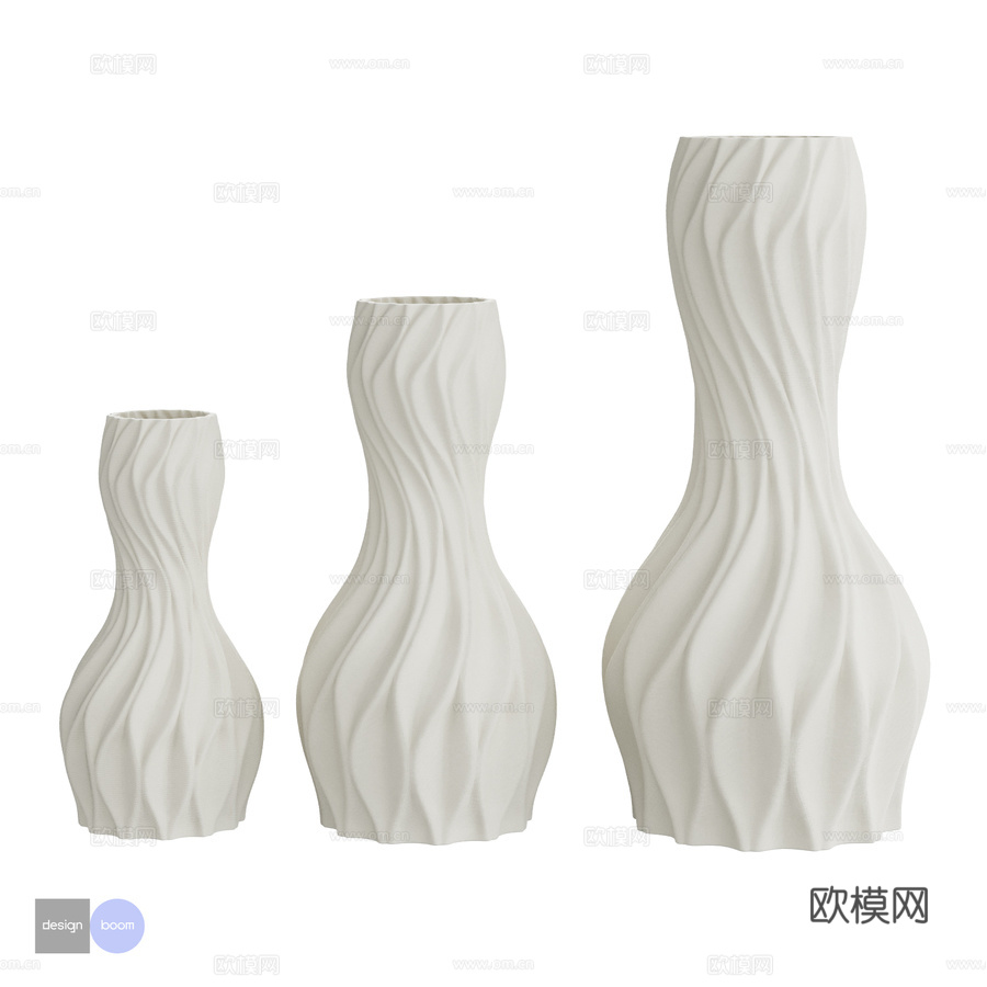 OM 干花花瓶 印花艺术款，礁石纹，Desig3d模型下载
