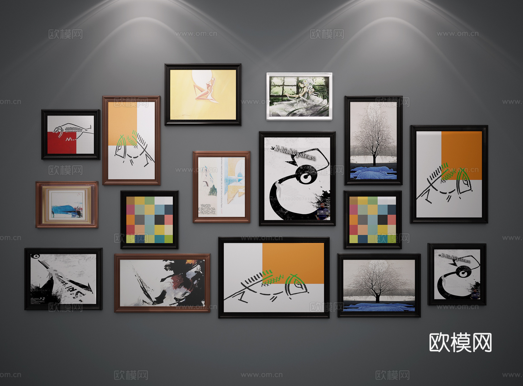 现代挂画3d模型下载（渲染图1）