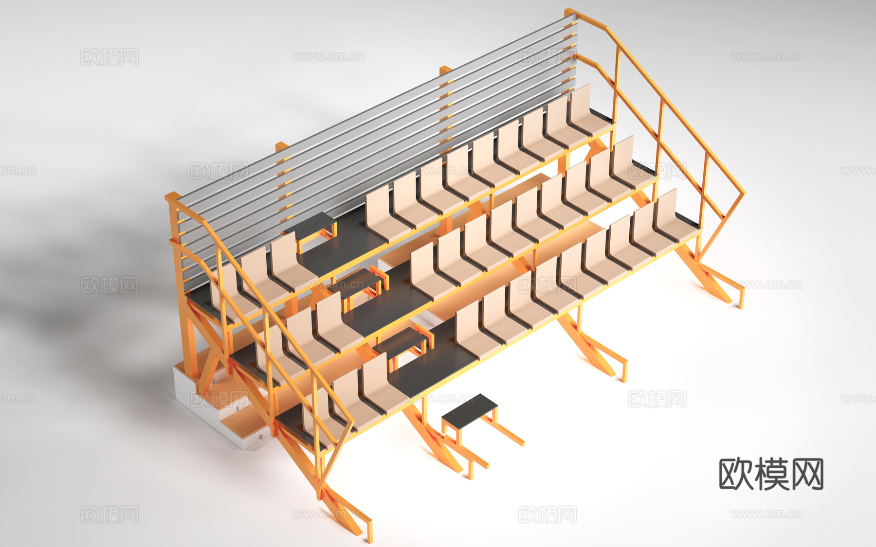 现代看台座椅 体育看台 观众席 台阶座椅su模型