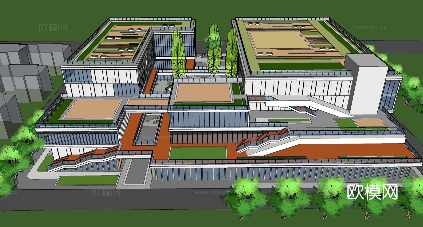 现代文化馆 文化中心 展览中心su模型