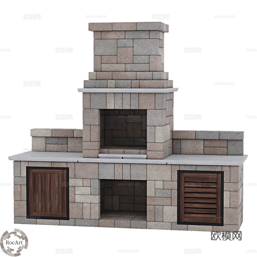 OM RocArt 人造石烧烤炉3d模型下载
