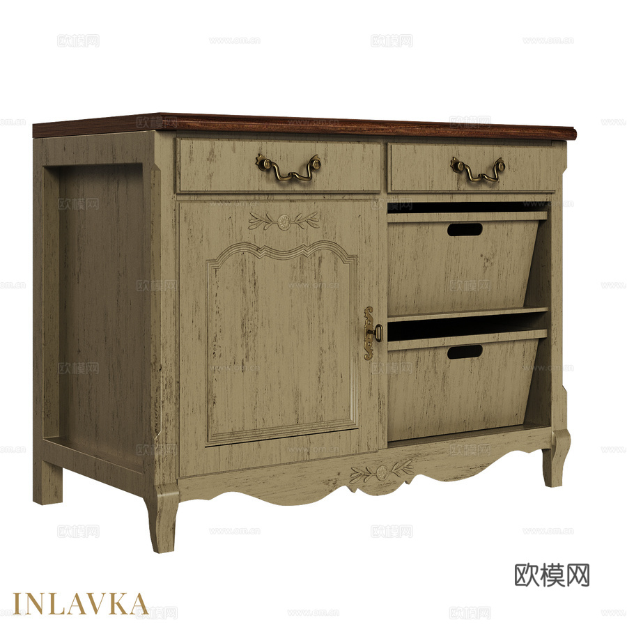 OM经典风格宽柜3d模型3d模型下载