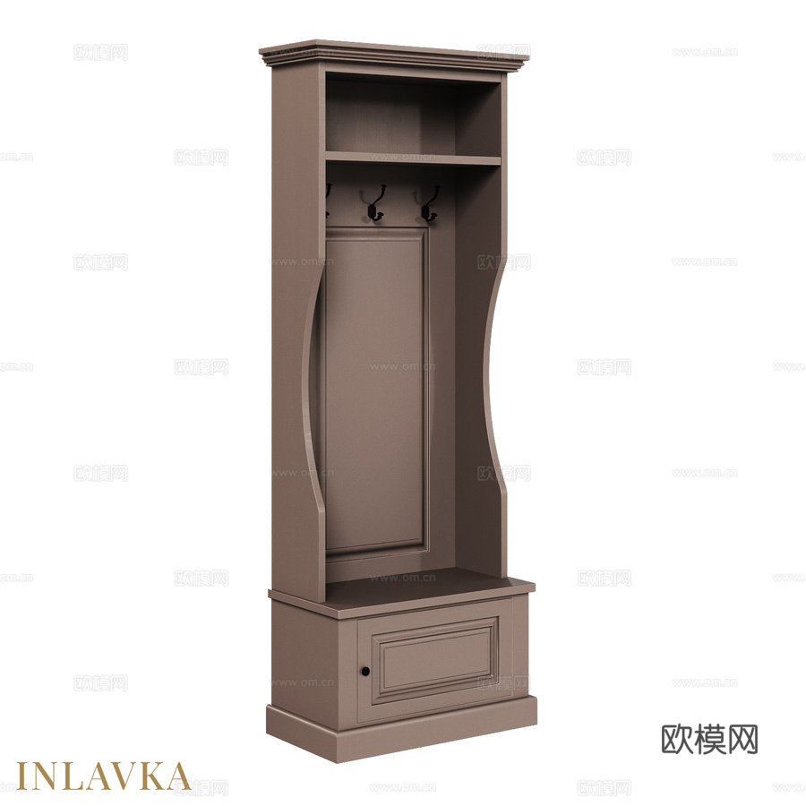 OM经典风格玄关（衣帽架+单3d模型下载