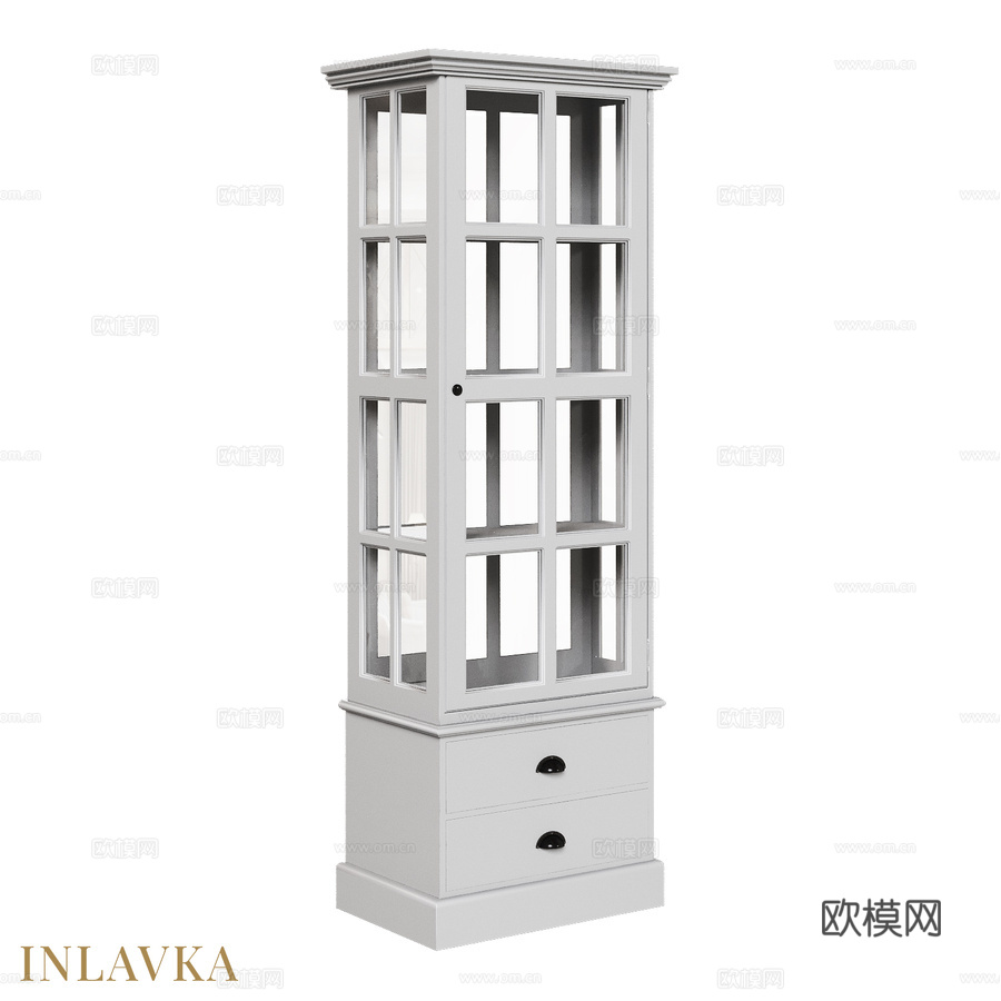 OM单门展示柜配两个窄抽屉3d模型下载