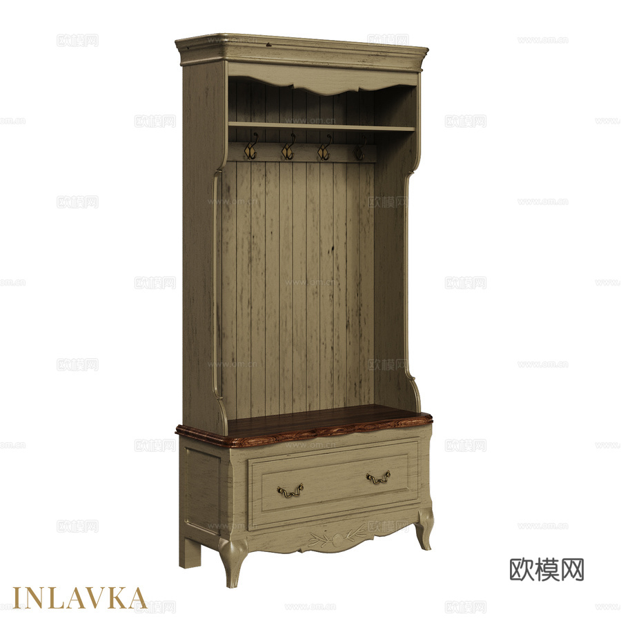 OM 带抽屉的玄关开放式衣柜3d模型下载