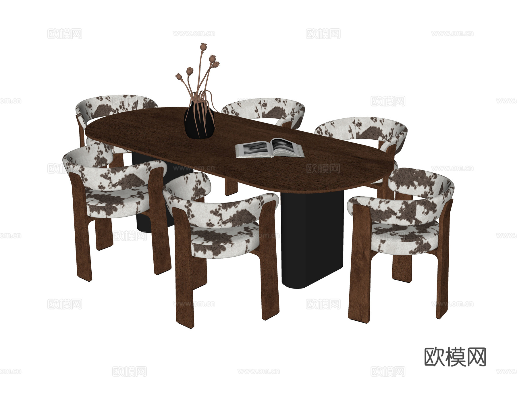 现代餐桌椅 餐椅 餐桌su模型