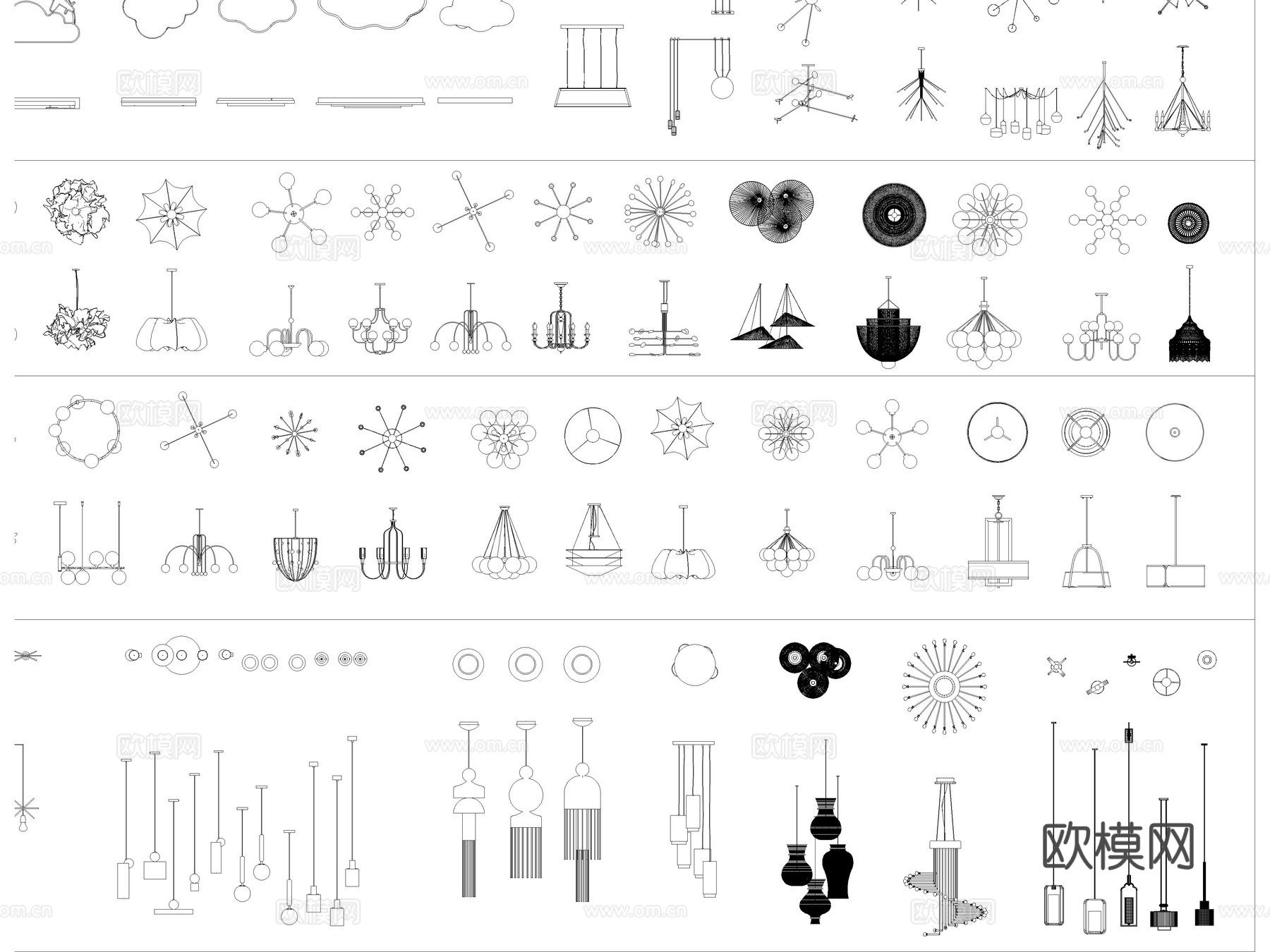2026年最新吊灯CAD图库CAD艺术异形灯CAD水晶吊灯Ccad施工图