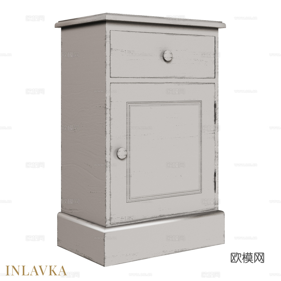 OM经典风格带抽屉和门的床头柜3d模型