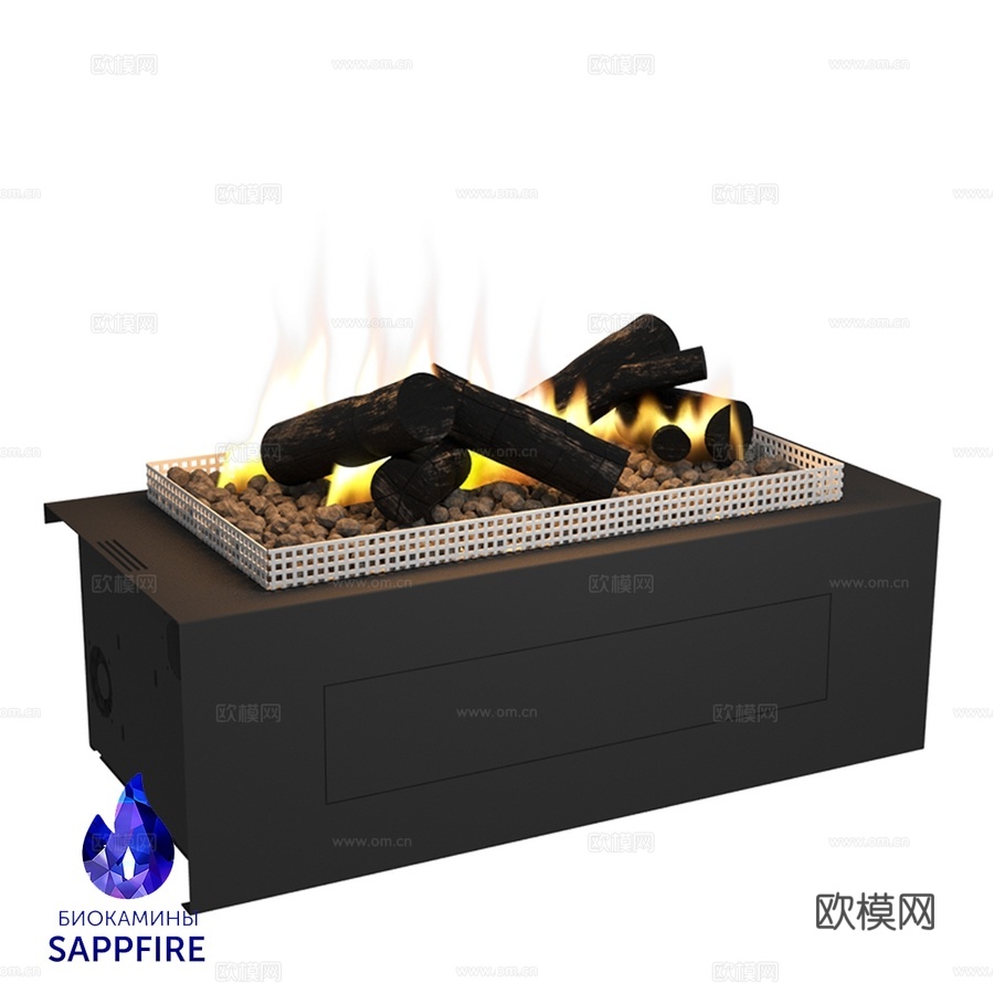 带立体火焰梳的“Chalet-I”生物壁炉3d模型下载