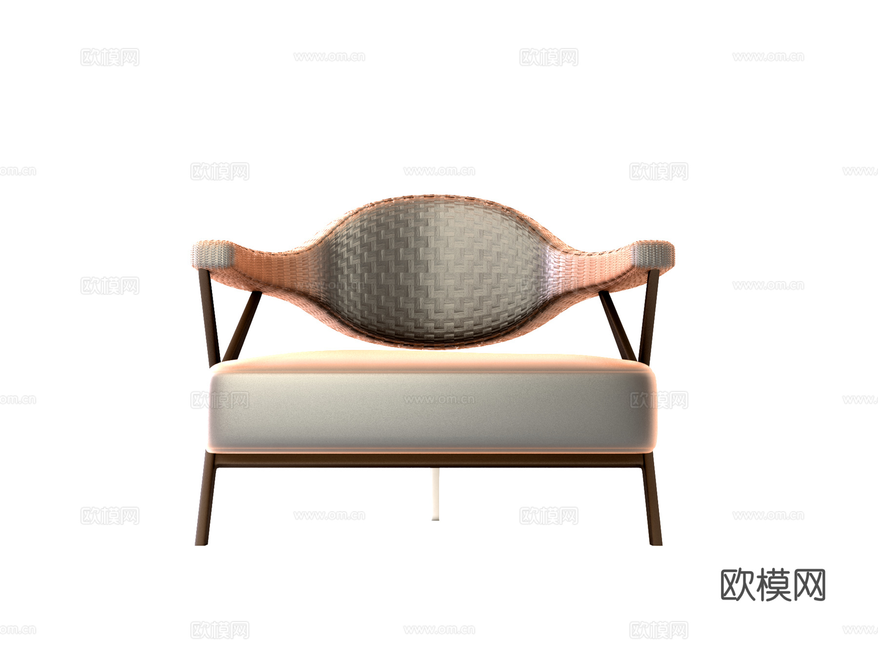 美式单人扶手椅3d模型下载（渲染图2）