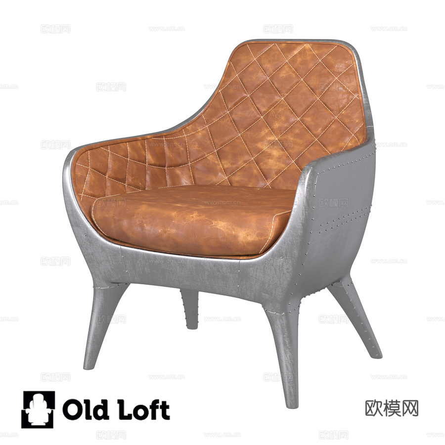 OM扶手椅Epic铝制绗缝皮革款3d模型下载
