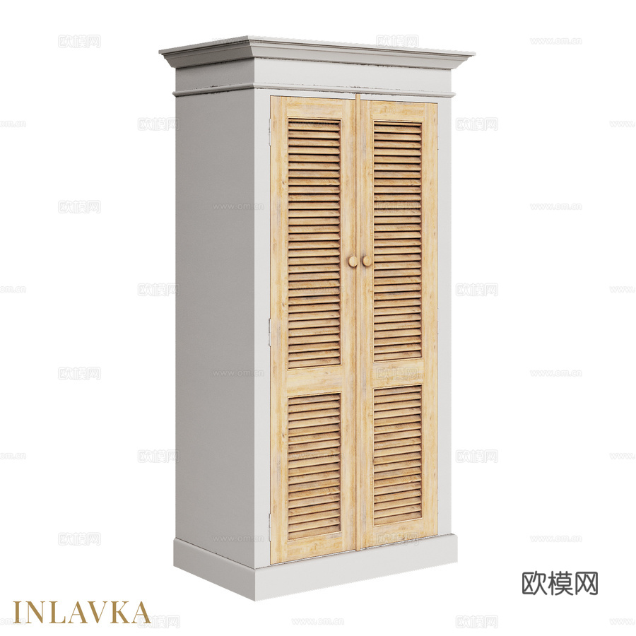 OM双门96厘米乡村风格衣柜3d模型下载
