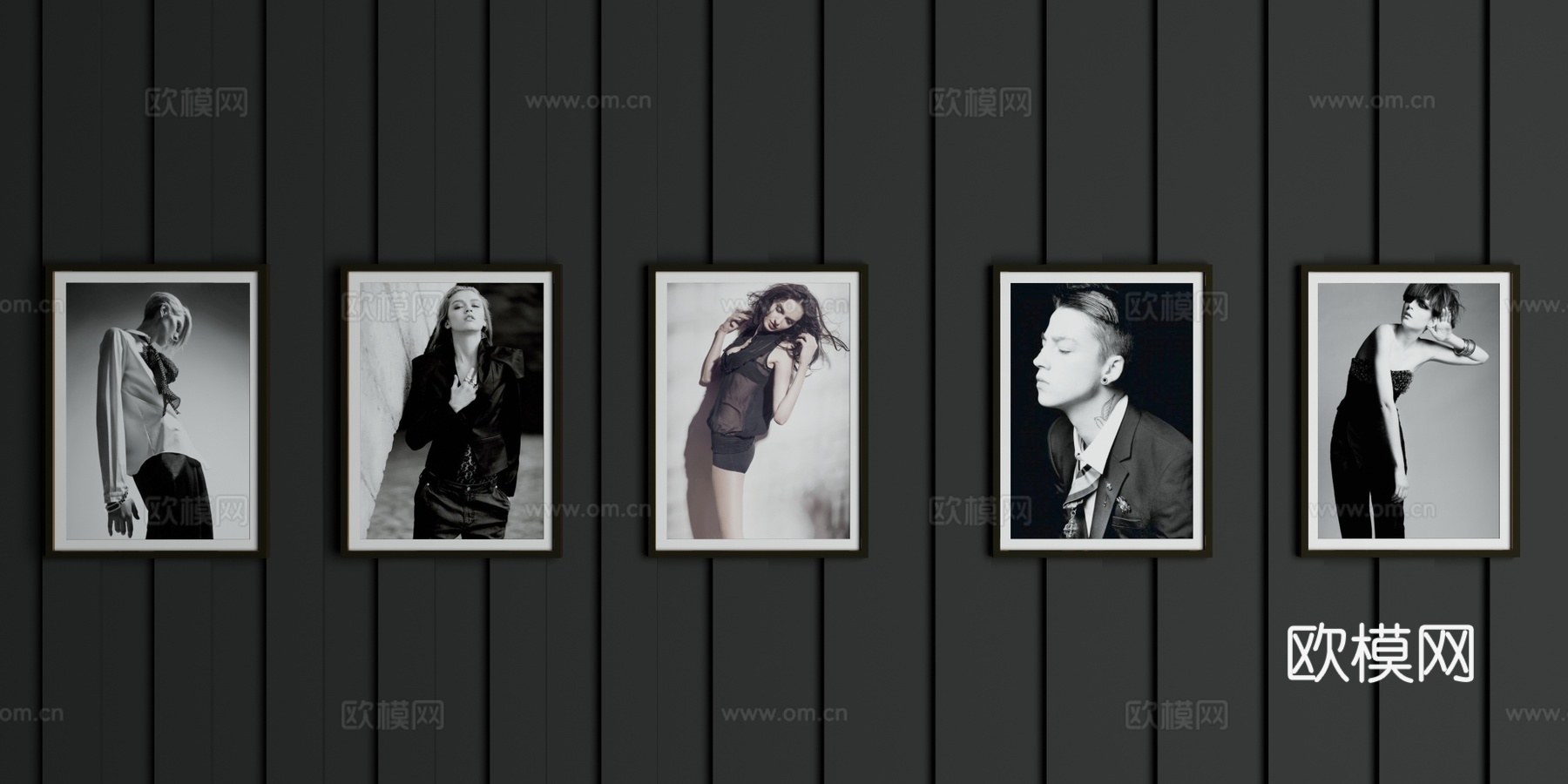 现代金属边框灰色挂画3d模型下载（渲染图2）