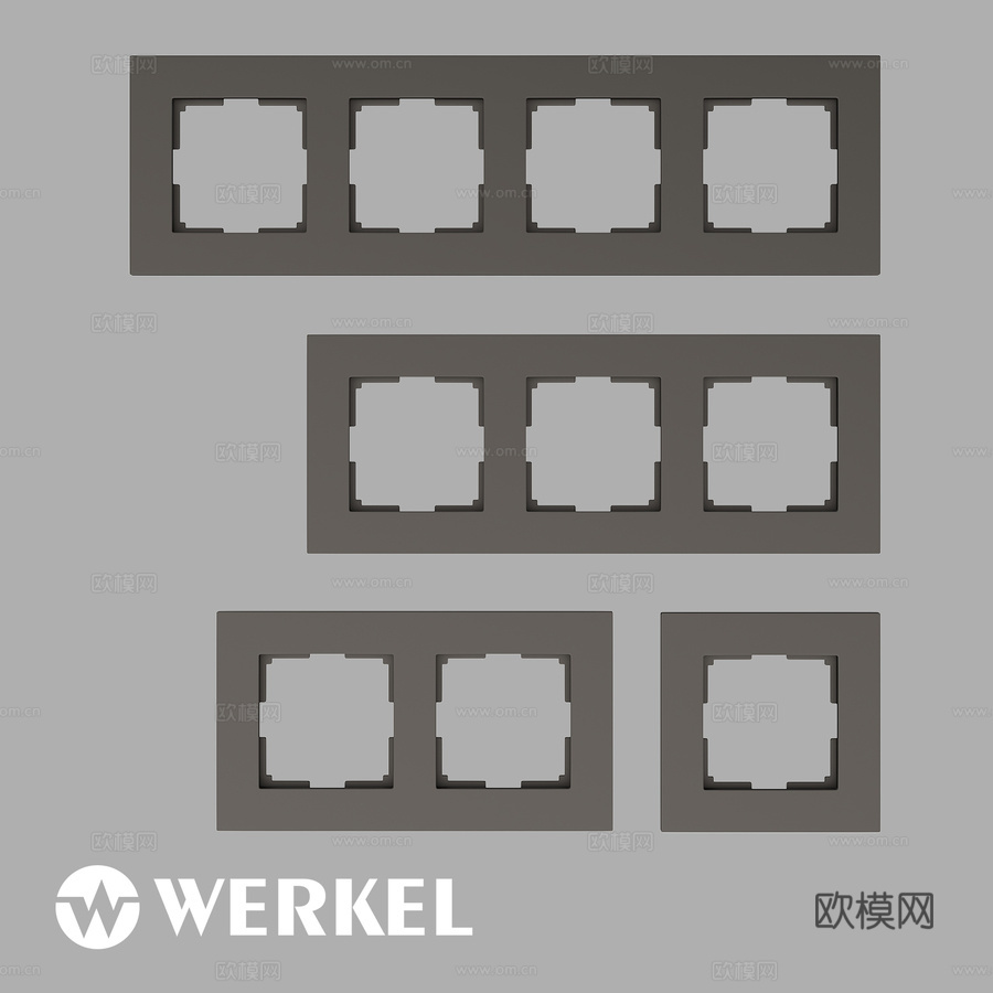 OM 系列哑光塑料插座开关边框3d模型下载