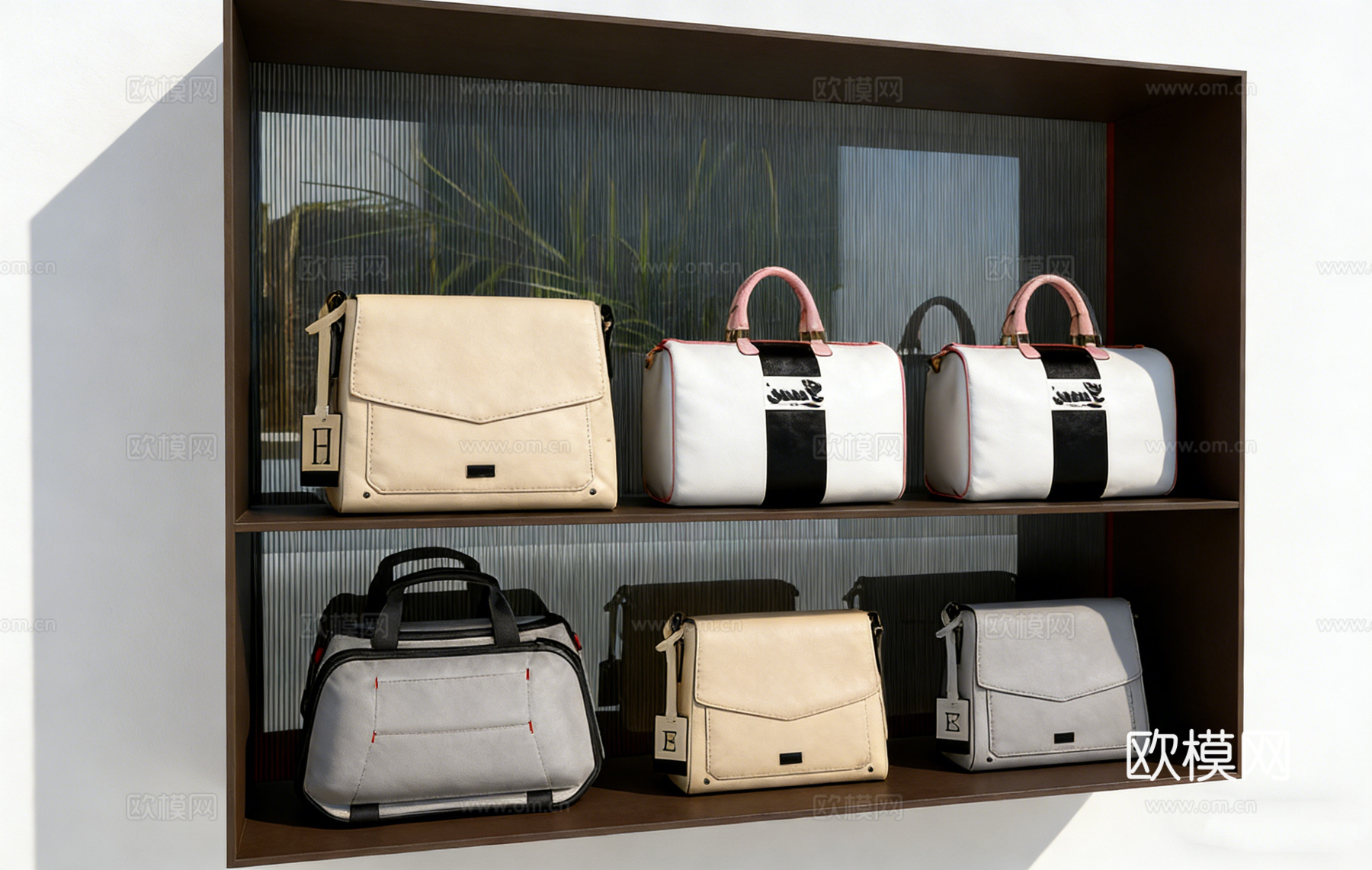 ​ 黑灰配色旅行包 双肩背包模型 单肩包手提包 旅行包 女包su模型