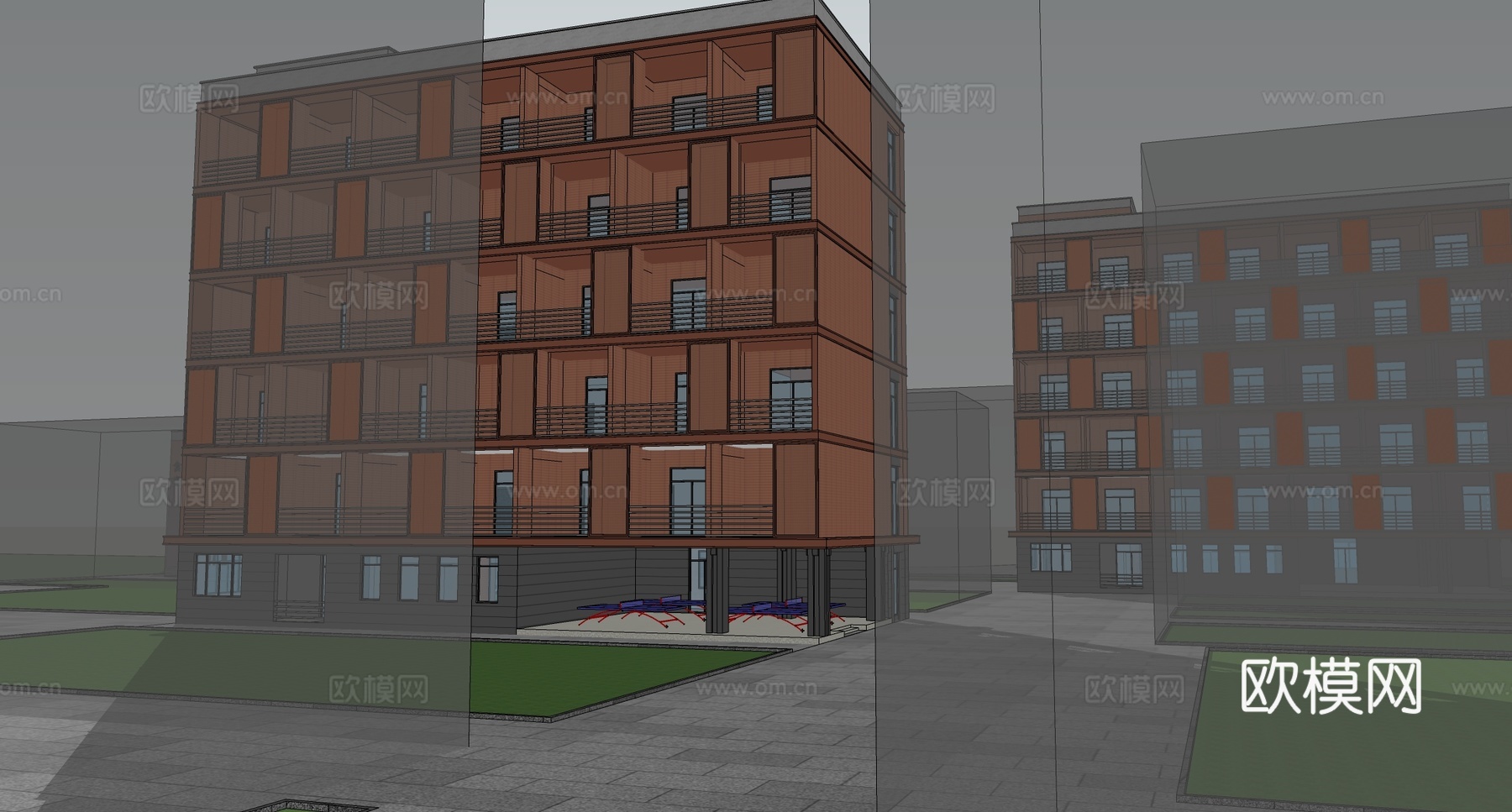 现代学校建筑 现代学校宿舍 学生宿舍 公寓su模型