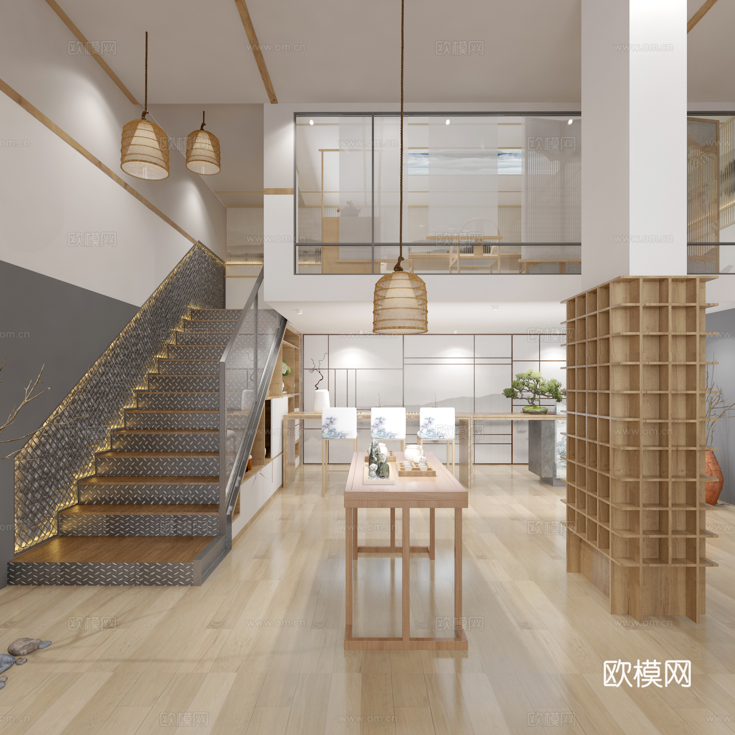 新中式茶具店3d模型下载（渲染图4）