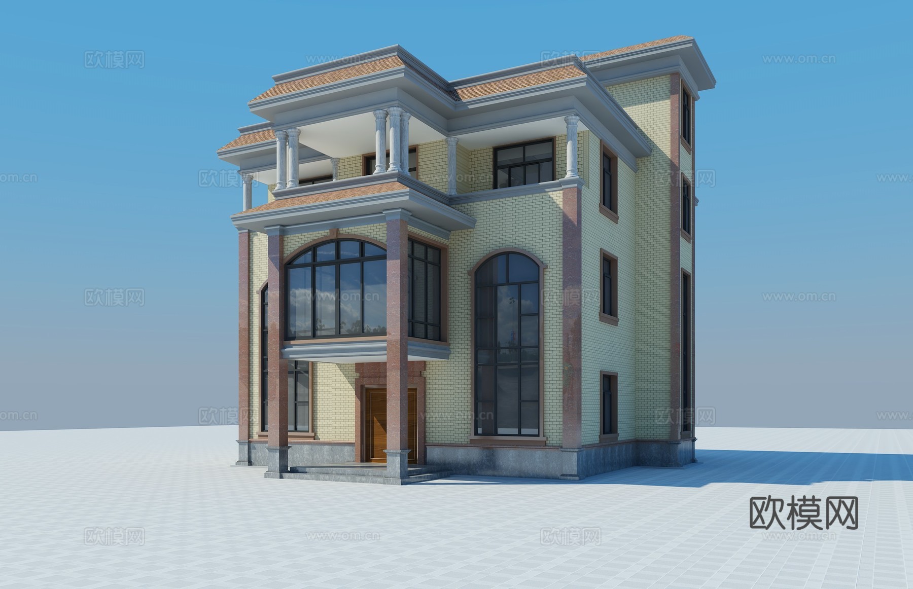 现代简约欧式别墅3d模型下载（渲染图2）