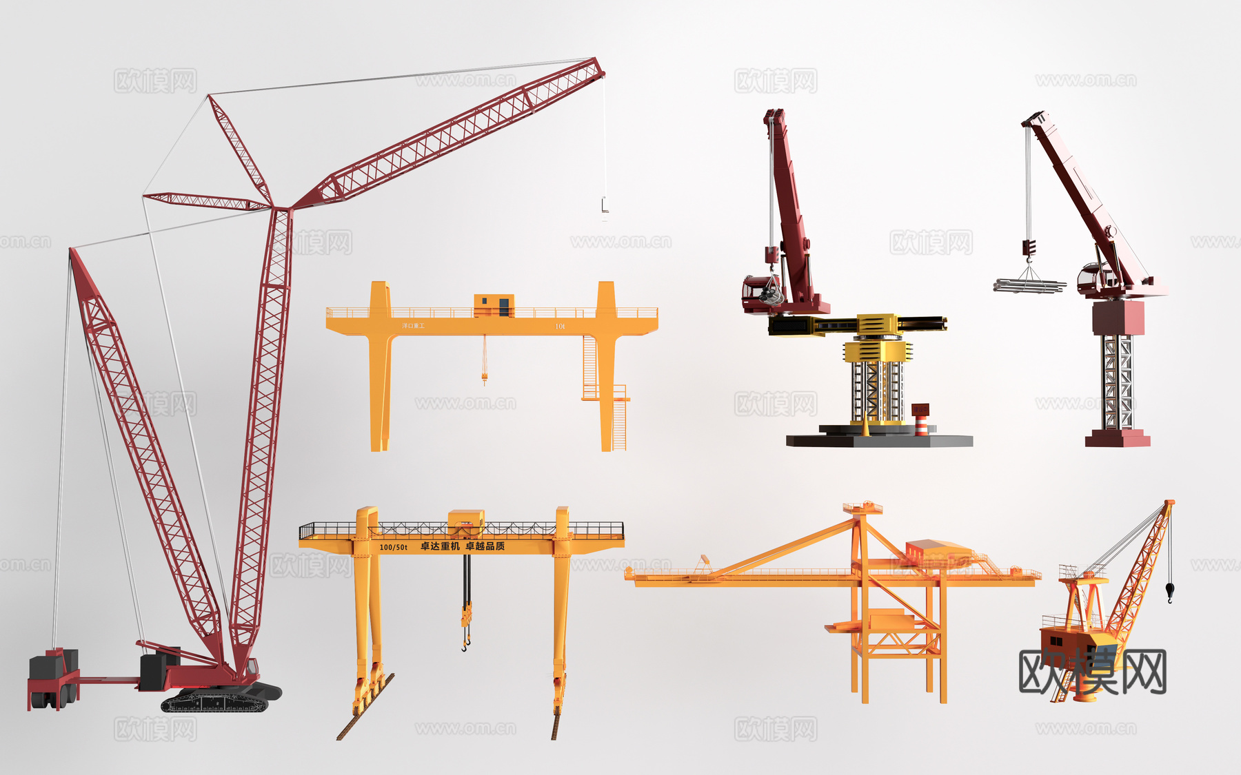 现代起重机 龙门吊 吊车 厂房行车su模型