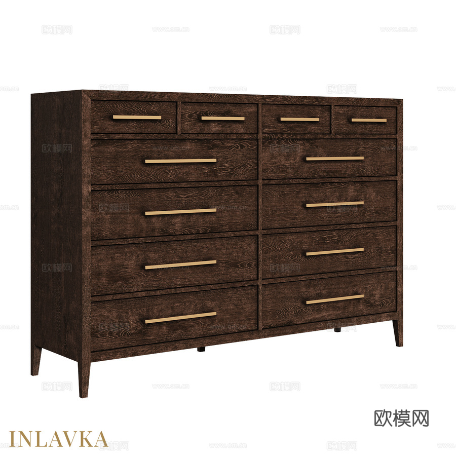 OM 12抽屉极简风格梳妆柜3d模型下载
