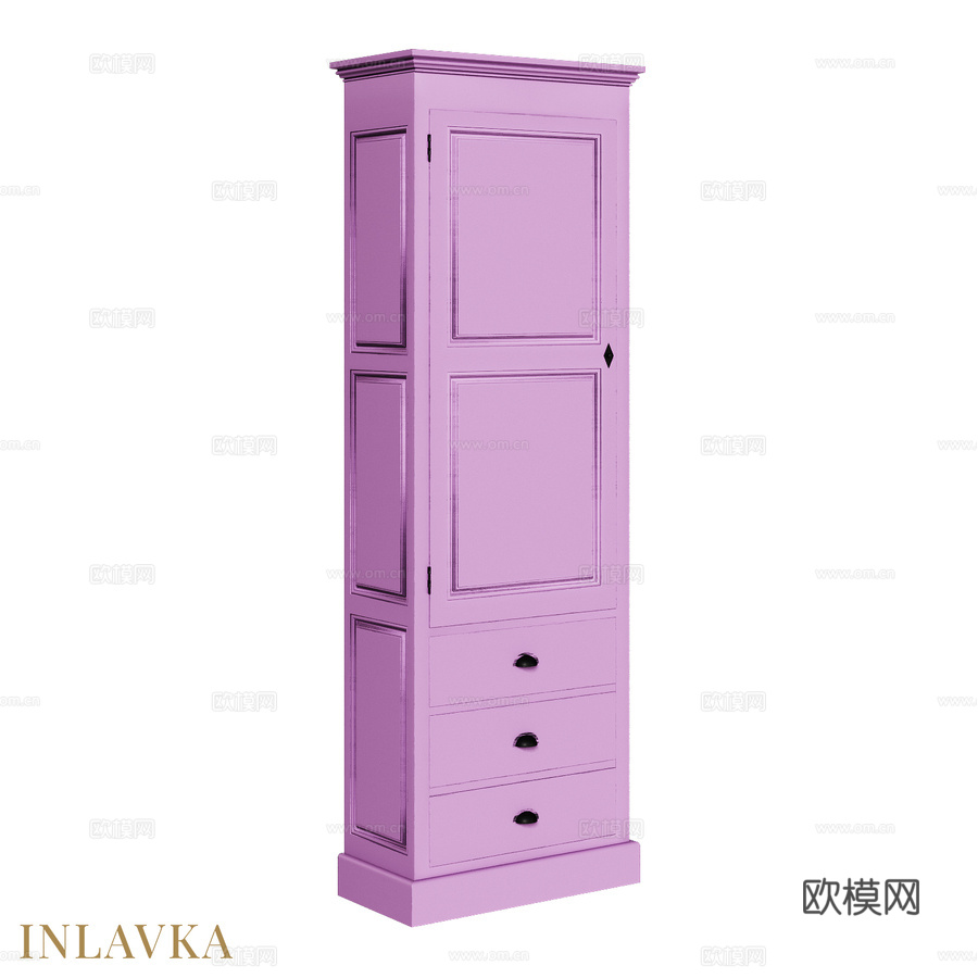 OM经典风格三抽屉单门衣柜3d模型下载