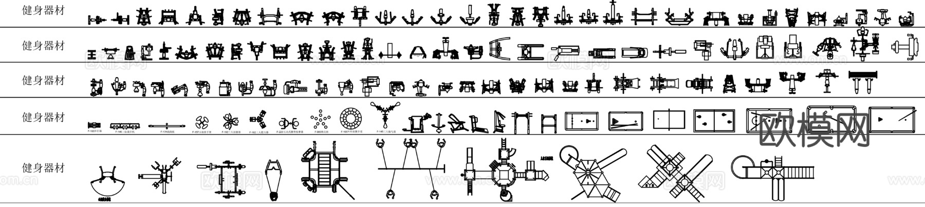 健身娱乐空间图库cad施工图