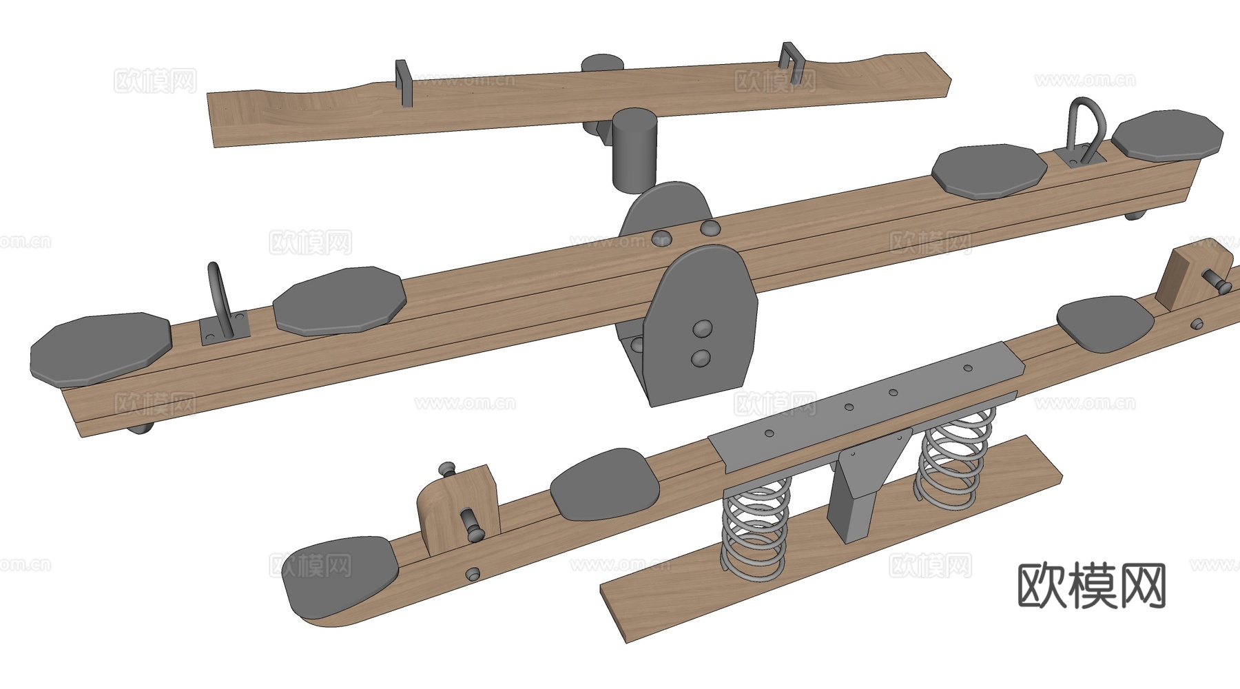 现代儿童跷跷板 儿童游乐器材su模型