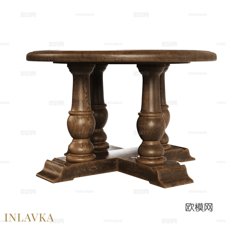 OM美式圆形咖啡桌3d模型下载