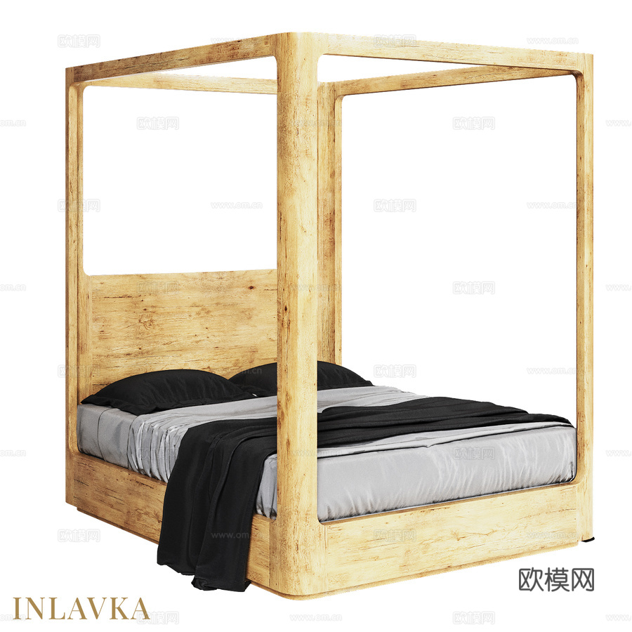 OM现代风格160x200天篷床3d模型下载