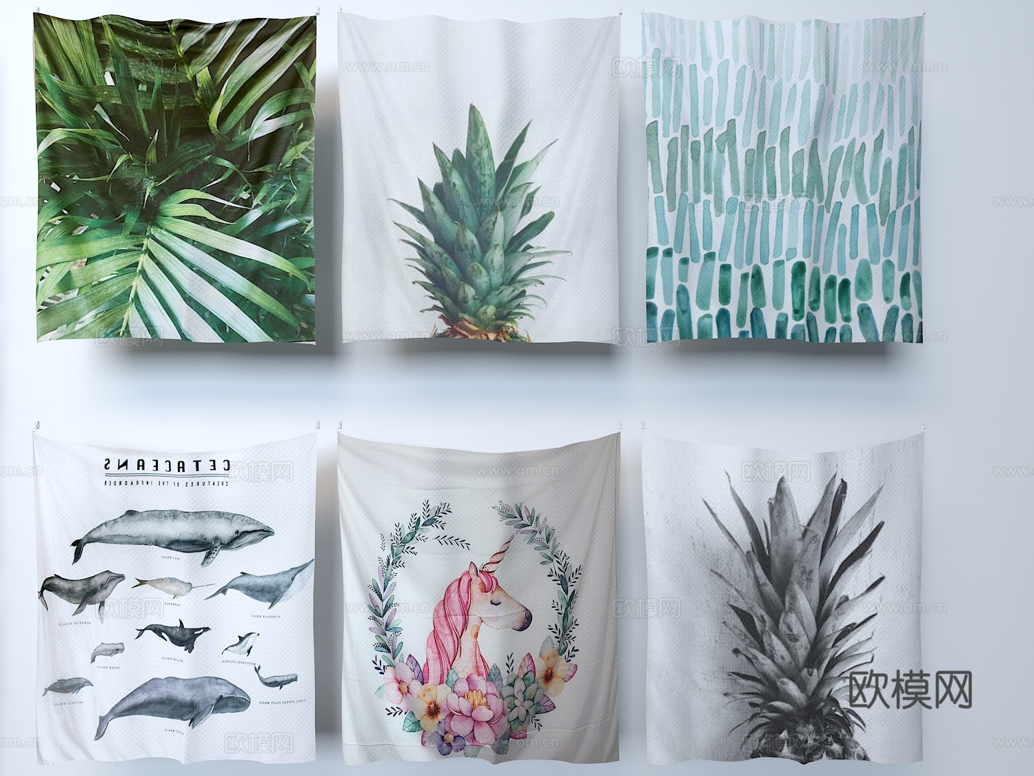 北欧风格挂毯挂布墙饰背景墙3d模型下载（渲染图2）