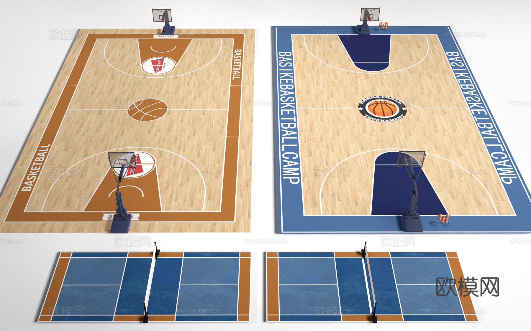 现代篮球场 运动场 室内球场su模型